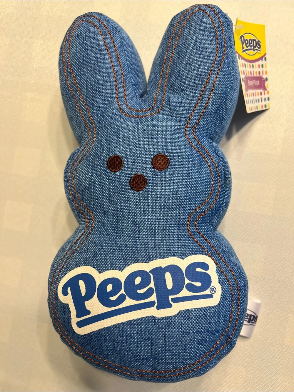 NWOT-Peeps Denim-Look Plush Bunny Toy - Blue